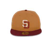Load image into Gallery viewer, San Diego Padres New Era MLB 59FIFTY 5950 Fitted Cap Hat Tan Crown Cardinal Visor Cream/Cardinal Logo 1998 World Series Side Patch Pink UV