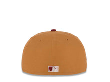 Load image into Gallery viewer, San Diego Padres New Era MLB 59FIFTY 5950 Fitted Cap Hat Tan Crown Cardinal Visor Cream/Cardinal Logo 1998 World Series Side Patch Pink UV