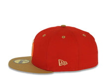 Load image into Gallery viewer, San Diego Padres New Era MLB 59FIFTY 5950 Fitted Cap Hat Red Crown Wheat Visor Wheat/Orange Logo 25th Anniversary Side Patch Cardinal UV