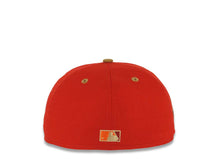 Load image into Gallery viewer, San Diego Padres New Era MLB 59FIFTY 5950 Fitted Cap Hat Red Crown Wheat Visor Wheat/Orange Logo 25th Anniversary Side Patch Cardinal UV