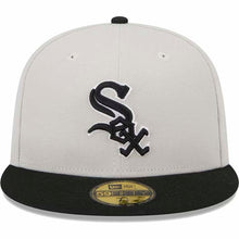 Load image into Gallery viewer, Chicago White Sox New Era MLB 59FIFTY 5950 Fitted Cap Hat Stone Gray Crown Black Visor Black/White Logo Back Logo Patches (World Class)