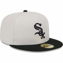 Load image into Gallery viewer, Chicago White Sox New Era MLB 59FIFTY 5950 Fitted Cap Hat Stone Gray Crown Black Visor Black/White Logo Back Logo Patches (World Class)