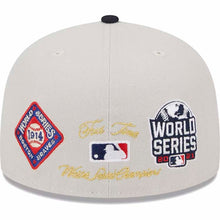 Load image into Gallery viewer, Atlanta Braves New Era MLB 59FIFTY 5950 Fitted Cap Hat Stone Gray Crown Navy Blue Visor Red/Navy Logo Back Logo Patch (World Class)