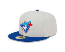 Load image into Gallery viewer, Toronto Blue Jays New Era MLB 59FIFTY 5950 Fitted Cap Hat Stone Crown Royal Blue Visor Team Color Logo World Series Back Patches (New Class)