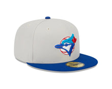 Load image into Gallery viewer, Toronto Blue Jays New Era MLB 59FIFTY 5950 Fitted Cap Hat Stone Crown Royal Blue Visor Team Color Logo World Series Back Patches (New Class)