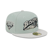 Load image into Gallery viewer, Buffalo Bisons MiLB New Era 59FIFTY 5950 Fitted Cap Hat Mint Green Crown Stone Visor Team Color Logo (Hometown Roots)