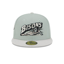 Load image into Gallery viewer, Buffalo Bisons MiLB New Era 59FIFTY 5950 Fitted Cap Hat Mint Green Crown Stone Visor Team Color Logo (Hometown Roots)