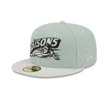 Load image into Gallery viewer, Buffalo Bisons MiLB New Era 59FIFTY 5950 Fitted Cap Hat Mint Green Crown Stone Visor Team Color Logo (Hometown Roots)