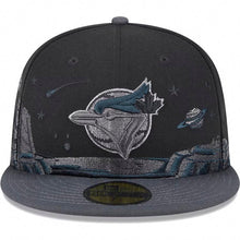 Load image into Gallery viewer, Toronto Blue Jays New Era MLB 59FIFTY 5950 Fitted Cap Hat Black Crown Dark Gray Visor Gray Logo (Planetary)