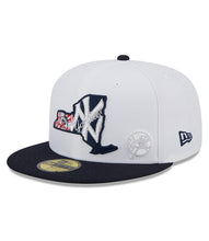 Load image into Gallery viewer, New York Yankees New Era MLB 59FIFTY 5950 Fitted Cap Hat White Crown Navy Visor Flawless Team Color Logo (State Map)