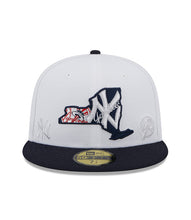 Load image into Gallery viewer, New York Yankees New Era MLB 59FIFTY 5950 Fitted Cap Hat White Crown Navy Visor Flawless Team Color Logo (State Map)