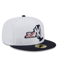 Load image into Gallery viewer, New York Yankees New Era MLB 59FIFTY 5950 Fitted Cap Hat White Crown Navy Visor Flawless Team Color Logo (State Map)