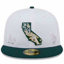 Load image into Gallery viewer, Oakland A's Athletics New Era MLB 59FIFTY 5950 Fitted Cap Hat White Crown Dark Green Visor Flawless Team Color Logo (State Map)