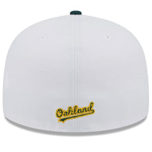 Load image into Gallery viewer, Oakland A's Athletics New Era MLB 59FIFTY 5950 Fitted Cap Hat White Crown Dark Green Visor Flawless Team Color Logo (State Map)