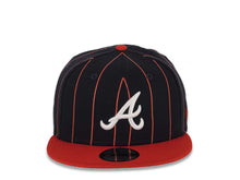 Load image into Gallery viewer, Atlanta Braves New Era MLB 9FIFTY 950 Snapback Cap Hat Navy Blue/Red Pinstripe Crown Red Visor White Logo