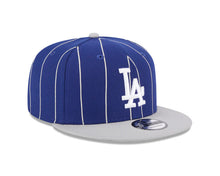 Load image into Gallery viewer, Los Angeles Dodgers New Era MLB 9FIFTY 950 Snapback Cap Hat Royal Blue Pinstripe Crown Gray Visor White Logo