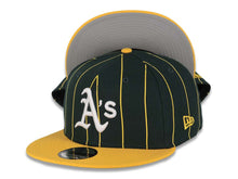Load image into Gallery viewer, Oakland A's Athletics New Era MLB 9FIFTY 950 Snapback Cap Hat Dark Green/Yellow Pinstripe Crown Yellow Visor White Logo