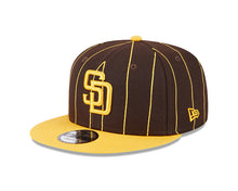Load image into Gallery viewer, San Diego Padres New Era MLB 9FIFTY 950 Snapback Cap Hat Brown Pinstripe Crown Yellow Visor Yellow Logo