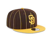 Load image into Gallery viewer, San Diego Padres New Era MLB 9FIFTY 950 Snapback Cap Hat Brown Pinstripe Crown Yellow Visor Yellow Logo
