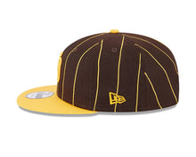 Load image into Gallery viewer, San Diego Padres New Era MLB 9FIFTY 950 Snapback Cap Hat Brown Pinstripe Crown Yellow Visor Yellow Logo