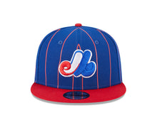 Load image into Gallery viewer, Montreal Expos New Era MLB 9FIFTY 950 Snapback Cap Hat Royal Blue Pinstripe Crown Red Visor Team Color Logo