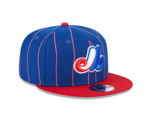 Load image into Gallery viewer, Montreal Expos New Era MLB 9FIFTY 950 Snapback Cap Hat Royal Blue Pinstripe Crown Red Visor Team Color Logo
