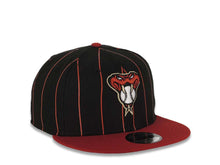 Load image into Gallery viewer, Arizona Diamondbacks New Era MLB 9FIFTY 950 Snapback Cap Hat Black/Cardinal Pinstripe Crown Cardinal Visor Team Color Snake Logo