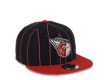 Load image into Gallery viewer, Cleveland Guardians New Era MLB 9FIFTY 950 Snapback Cap Hat Navy Blue/Red Pinstripe Crown Red Visor Team Color Logo