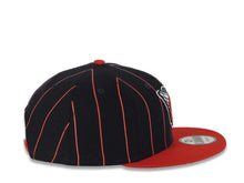 Load image into Gallery viewer, Cleveland Guardians New Era MLB 9FIFTY 950 Snapback Cap Hat Navy Blue/Red Pinstripe Crown Red Visor Team Color Logo