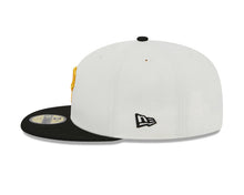 Load image into Gallery viewer, Pittsburgh Pirates New Era MLB 59FIFTY 5950 Fitted Cap Hat Cream Crown Black Visor Yellow Logo 76th World Series Side Patch