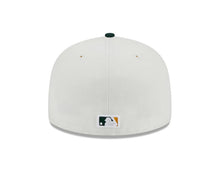Load image into Gallery viewer, Oakland A's Athletics New Era MLB 59FIFTY 5950 Fitted Cap Hat Cream Crown Green Visor Green Logo 1989 World Series Side Patch