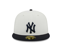 Load image into Gallery viewer, New York Yankees New Era MLB 59FIFTY 5950 Fitted Cap Hat Cream Crown Dark Navy Visor Navy Logo 2000 World Series Side Patch