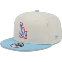 Load image into Gallery viewer, Los Angeles Dodgers New Era MLB 9FIFTY 950 Snapback Cap Hat Cream Crown Sky Blue Visor Sky Blue/Pink Logo (2-Tone Color Pack)