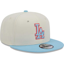 Load image into Gallery viewer, Los Angeles Dodgers New Era MLB 9FIFTY 950 Snapback Cap Hat Cream Crown Sky Blue Visor Sky Blue/Pink Logo (2-Tone Color Pack)