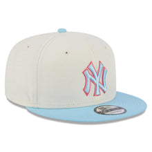 Load image into Gallery viewer, New York Yankees New Era MLB 9FIFTY 950 Snapback Cap Hat Cream Crown Sky Blue Visor Sky Blue/Pink Logo (2-Tone Color Pack)