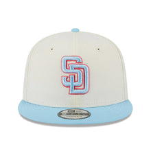 Load image into Gallery viewer, San Diego Padres New Era MLB 9FIFTY 950 Snapback Cap Hat Cream Crown Sky Blue Visor Sky Blue/Pink Logo (2-Tone Color Pack)