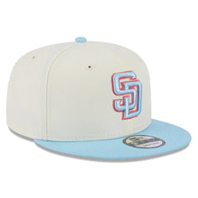 Load image into Gallery viewer, San Diego Padres New Era MLB 9FIFTY 950 Snapback Cap Hat Cream Crown Sky Blue Visor Sky Blue/Pink Logo (2-Tone Color Pack)