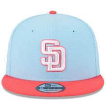 Load image into Gallery viewer, San Diego Padres New Era MLB 9FIFTY 950 Snapback Cap Hat Sky Blue Crown Pink Visor White/Pink Logo (2-Tone Color Pack)