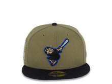 Load image into Gallery viewer, San Diego Padres New Era MLB 59FIFTY 5950 Fitted Cap Hat Light Olive Crown Black Visor Black/Blue Swinging Friar Logo 2007 All-Star Game Side Patch
