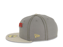 Load image into Gallery viewer, San Diego Padres New Era MLB 59FIFTY 5950 Fitted Cap Hat Gray Crown Stone Visor Metallic Red/Metallic White Script Logo 25th Anniversary Side Patch