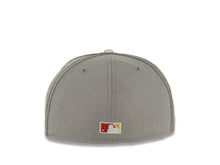 Load image into Gallery viewer, San Diego Padres New Era MLB 59FIFTY 5950 Fitted Cap Hat Gray Crown Stone Visor Metallic Red/Metallic White Script Logo 25th Anniversary Side Patch