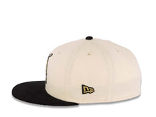 Load image into Gallery viewer, (Corduroy) San Diego Padres New Era MLB 59FIFTY 5950 Fitted Cap Hat Cream Crown Black Visor Metallic Gold/Silver Batting Friar Logo Established 1969