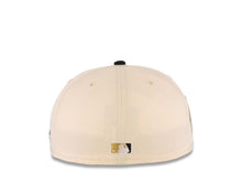 Load image into Gallery viewer, (Corduroy) San Diego Padres New Era MLB 59FIFTY 5950 Fitted Cap Hat Cream Crown Black Visor Metallic Gold/Silver Batting Friar Logo Established 1969