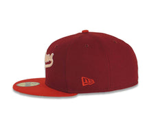 Load image into Gallery viewer, San Diego Padres New Era MLB 59FIFTY 5950 Fitted Cap Hat Cardinal Crown Red Visor Peach Script Logo Peach UV