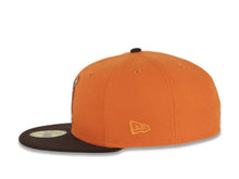 Load image into Gallery viewer, San Diego Padres New Era MLB 59FIFTY 5950 Fitted Cap Hat Dark Orange Crown Dark Brown Visor Dark Orange Waving Friar Logo Stadium Side Patch Green UV