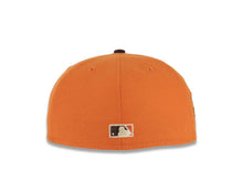 Load image into Gallery viewer, San Diego Padres New Era MLB 59FIFTY 5950 Fitted Cap Hat Dark Orange Crown Dark Brown Visor Dark Orange Waving Friar Logo Stadium Side Patch Green UV
