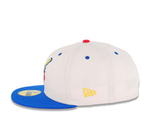 Load image into Gallery viewer, San Diego Padres New Era MLB 59FIFTY 5950 Fitted Cap Hat White Crown Blue Visor Red/Yellow Swinging Friar Logo Established 1969 Side Patch