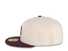 Load image into Gallery viewer, San Diego Padres New Era MLB 59FIFTY 5950 Fitted Cap Hat Cream Crown Maroon Visor Dark Yellow/Maroon Logo 1998 World Series Side Patch Green UV