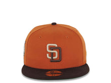 Load image into Gallery viewer, San Diego Padres New Era MLB 59FIFTY 5950 Fitted Cap Hat Dark Orange Crown Dark Brown Visor Cream/Dark Brown Logo 40th Anniversary Side Patch Green UV