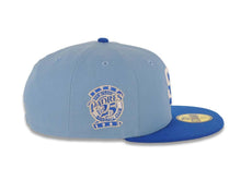 Load image into Gallery viewer, San Diego Padres New Era MLB 59FIFTY 5950 Fitted Cap Hat Sky Blue Crown Blue Azure Visor White/Royal Blue Logo 25th Anniversary Side Patch Gray UV